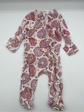 Caden Lane Pink Donut Shop Ruffle Footie Pajamas 0-3 Months